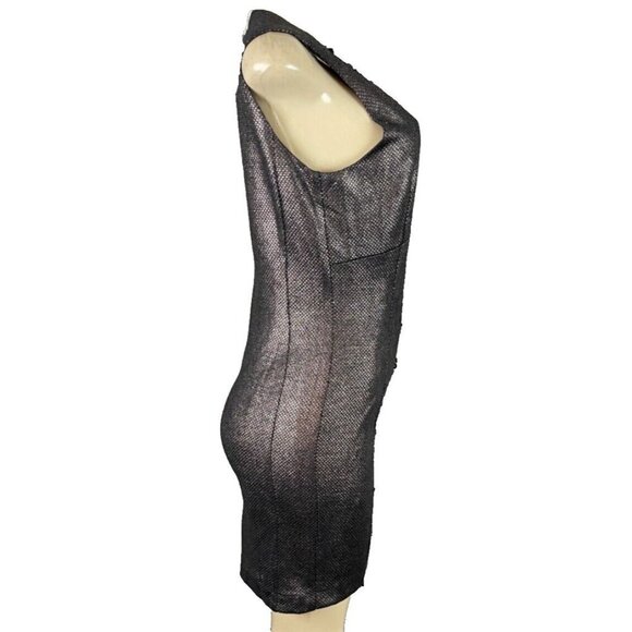 Lucy & Co. Jrs L Coffee Metallic Lined V-Neck Sleeveless Body-Con Mini Dress - Picture 3 of 6